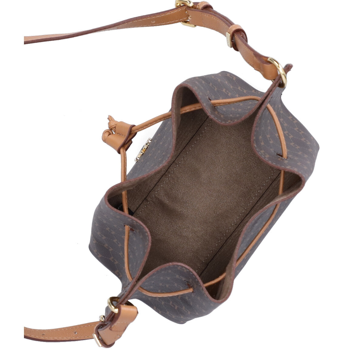 BOLSA BUCKET PEQUENA MONOGRAMA MOCCA