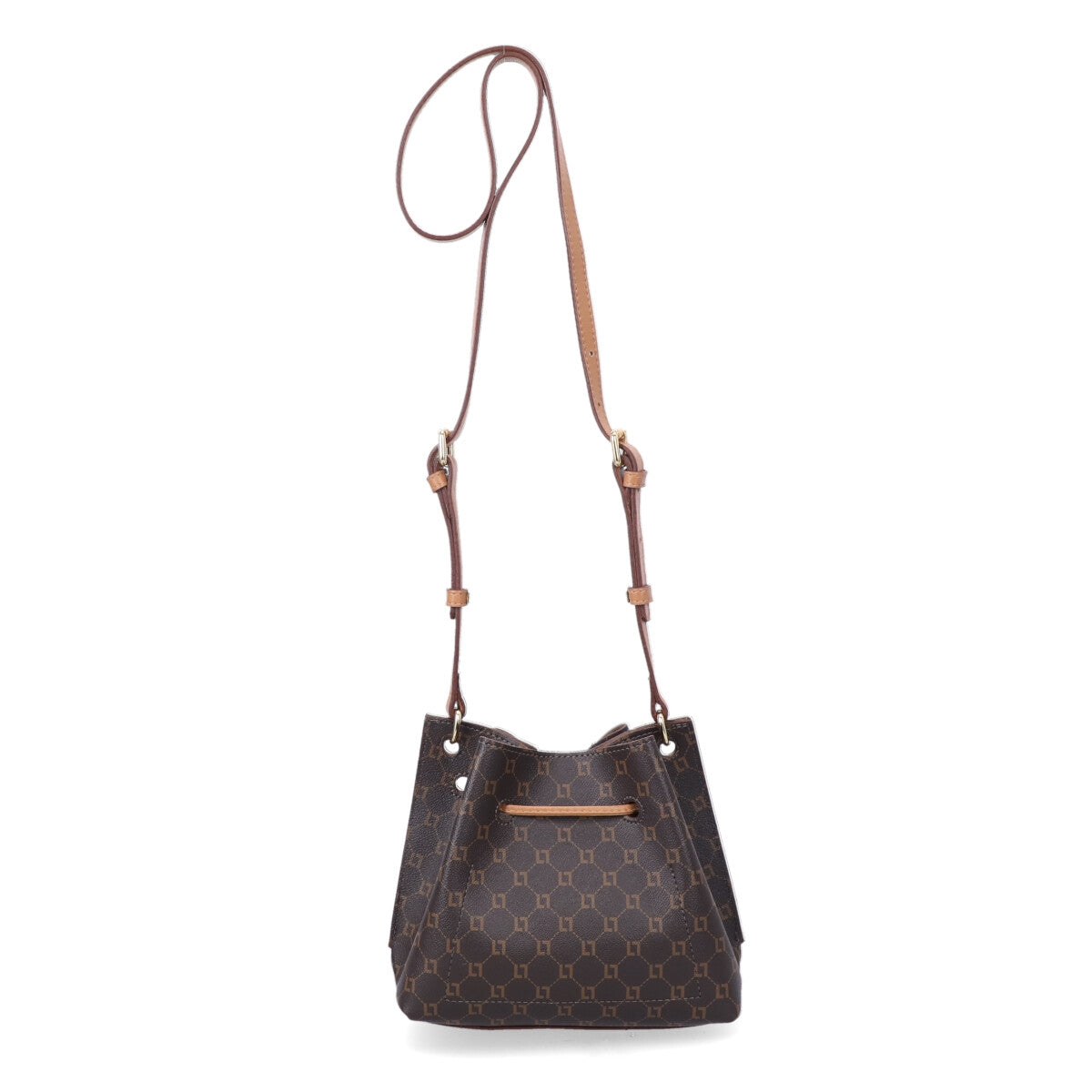 BOLSA BUCKET PEQUENA MONOGRAMA MOCCA